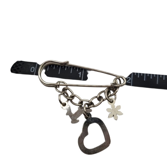 Silver Charm Safety Pin Brooch - Picture 2 of 10